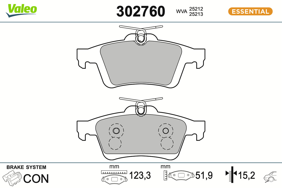 Brake Pad Set, disc brake - 302760 VALEO